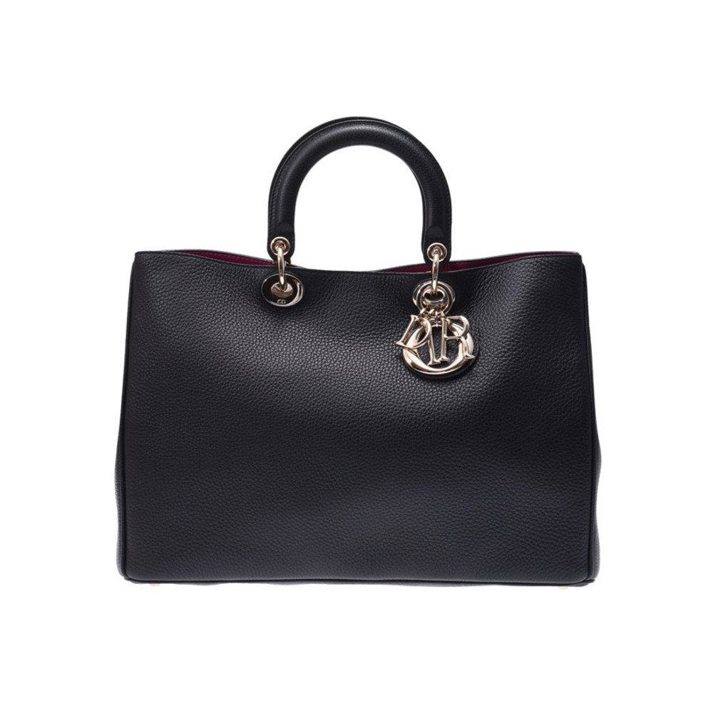 Dior Diorissimo Black Purple Calfskin Bag Strap Clutch